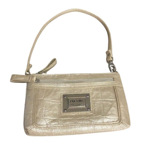 Nicole By Nicole Miller Wristlet Metallic Tan Excellent Condition, Small Clutch - Picture 1 of 12